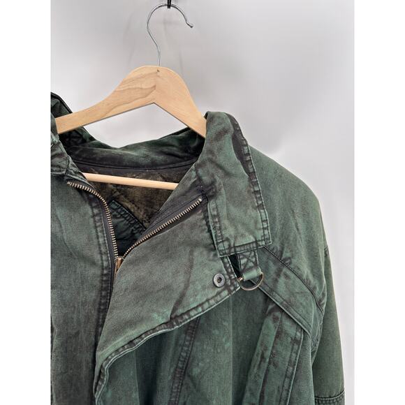 Expressions Jacket Women LARGE Green Acid Washed Full Zip Long Sleeve Bomber - Picture 6 of 10
